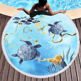 Lofaris Marine Organisms Coral Turtles Round Beach Towel
